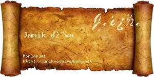 Janik Éva névjegykártya